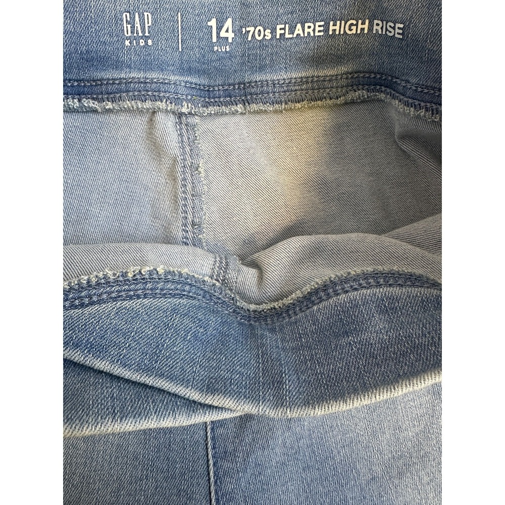 NWT GAP Kids High Rise Flare Jeggings Blue Denim Jean 14 Plus Light Wash Stretch - Picture 5 of 11